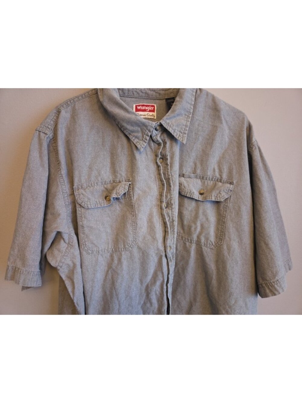 Wrangler Men's Light Blue/Gray Short Sleeve Shirt Size 3XL 100% Cotton